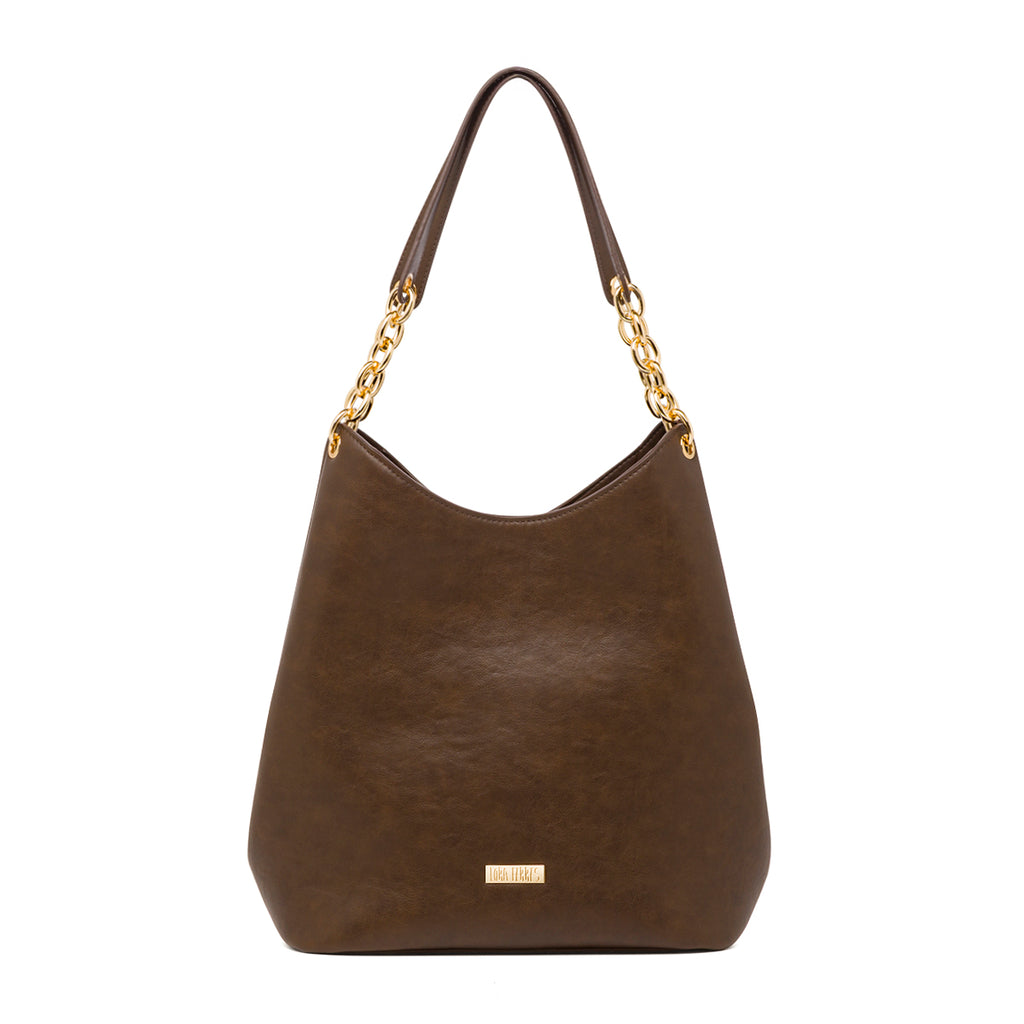Borsa a spalla marrone da Donna con catena Lora Ferres