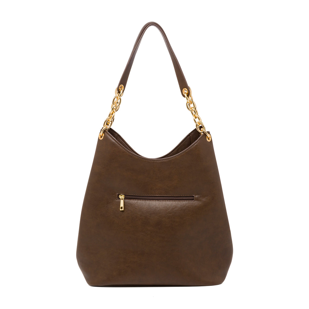 Borsa a spalla marrone da Donna con catena Lora Ferres