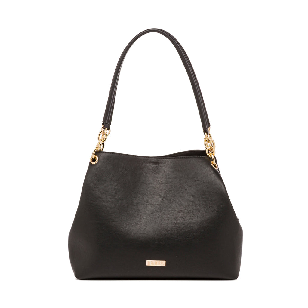 Borsa a spalla nera da Donna con dettagli catena Lora Ferres