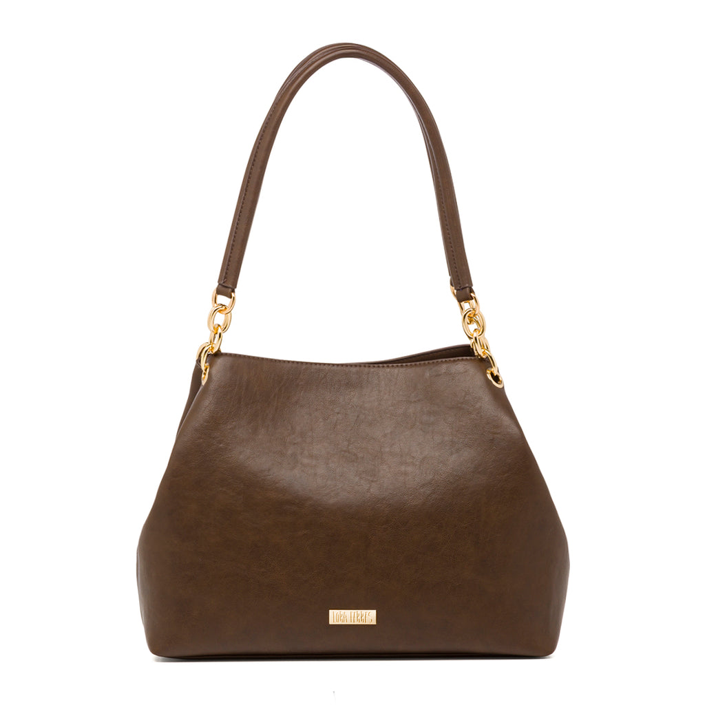 Borsa a spalla marrone da Donna con dettagli in metallo Lora Ferres