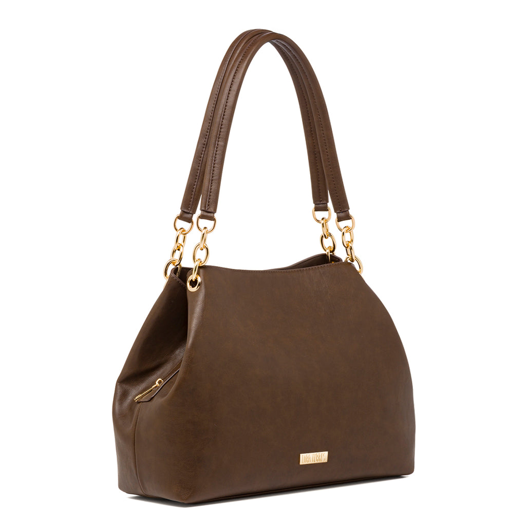 Borsa a spalla marrone da Donna con dettagli in metallo Lora Ferres