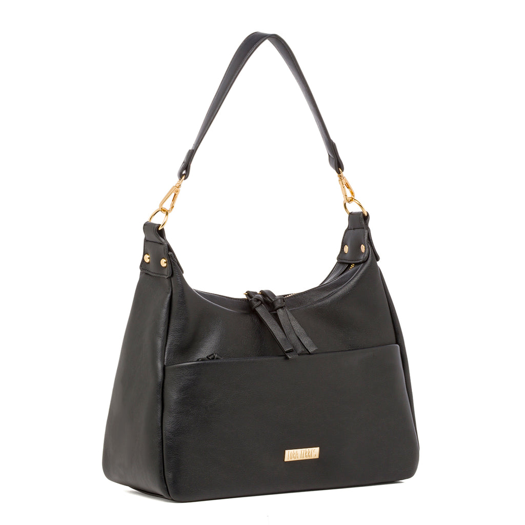 Borsa a spalla nera da Donna con tasca e zip Lora Ferres