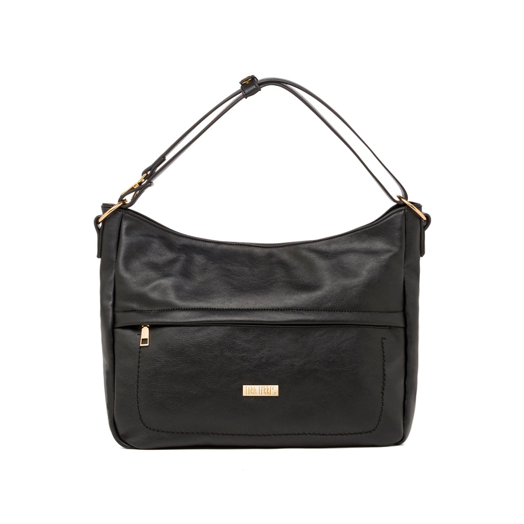 Borsa a spalla nera da Donna con tasca e logo frontale Lora Ferres