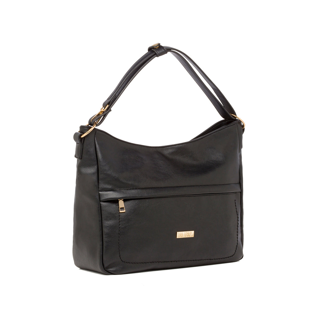 Borsa a spalla nera da Donna con tasca e logo frontale Lora Ferres