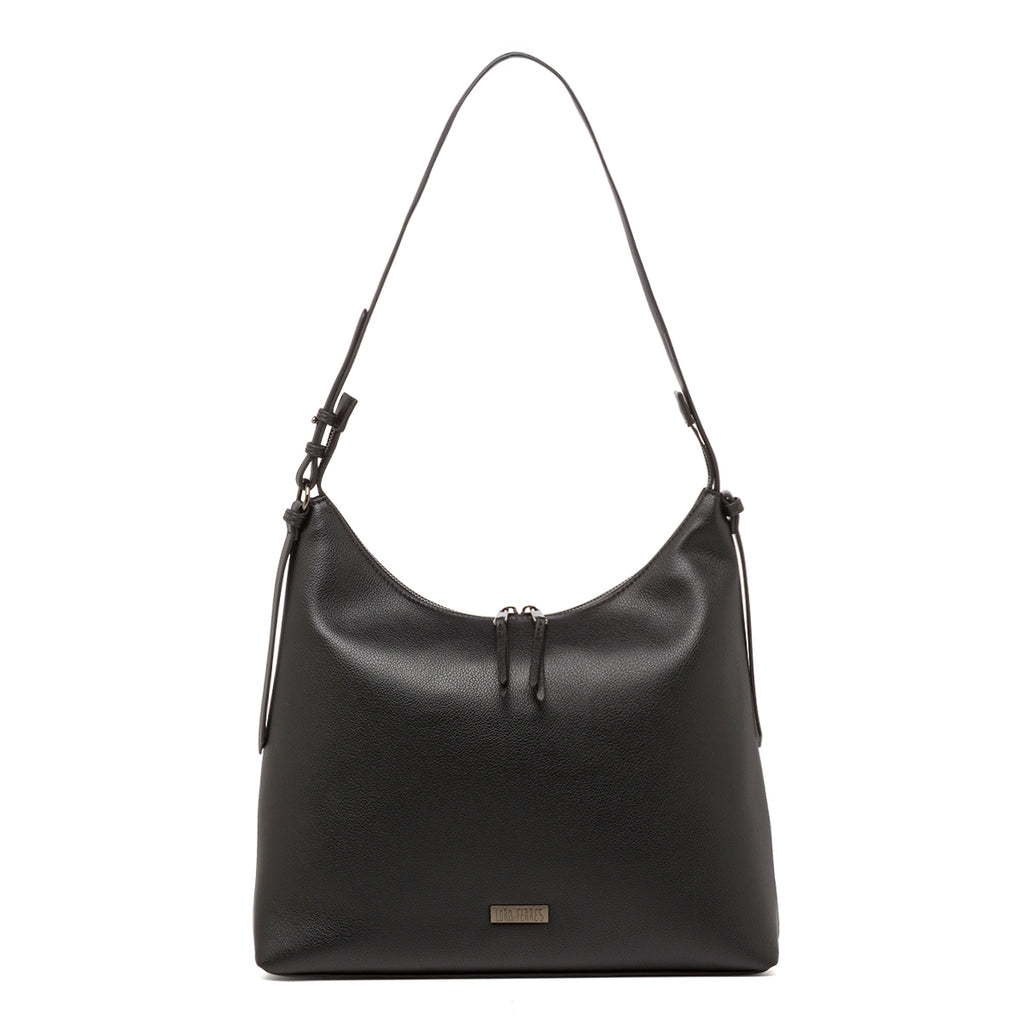 Borsa a spalla nera da Donna con zip e logo Lora Ferres
