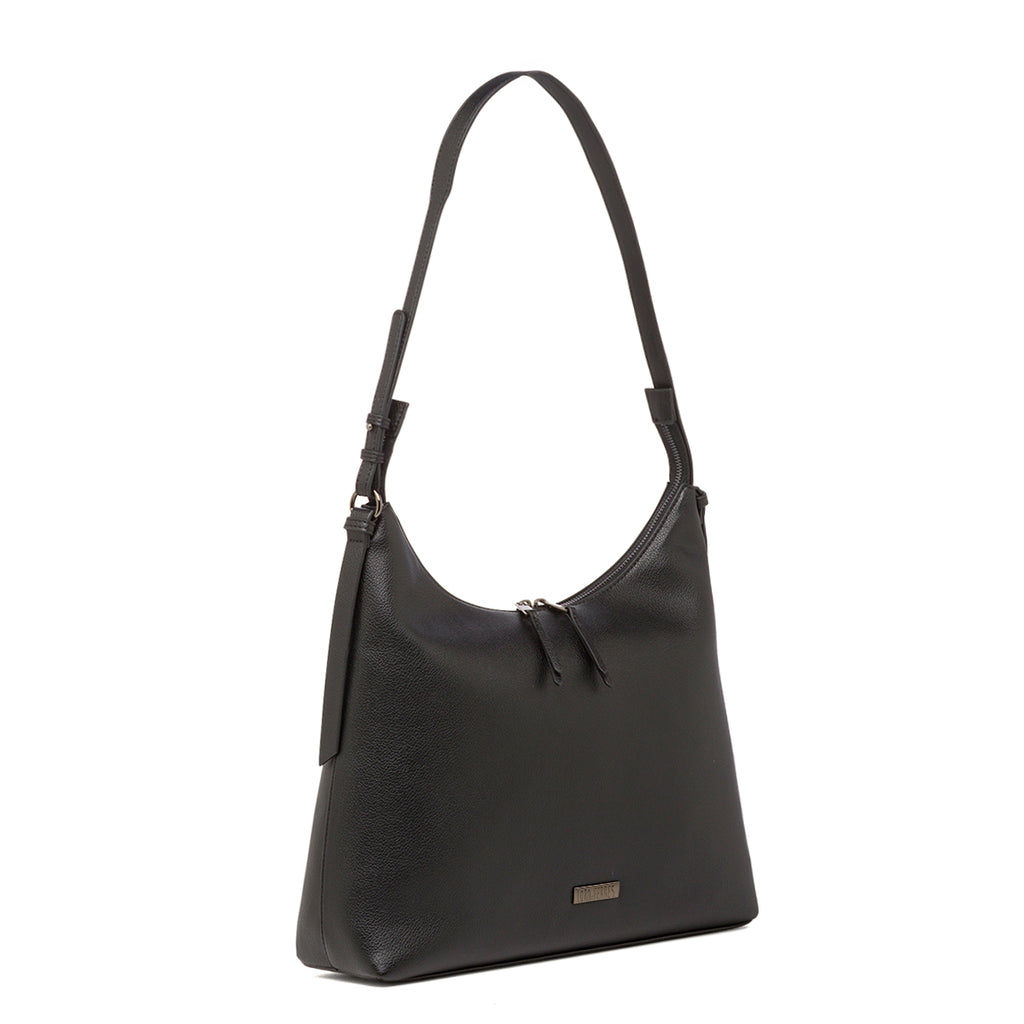 Borsa a spalla nera da Donna con zip e logo Lora Ferres