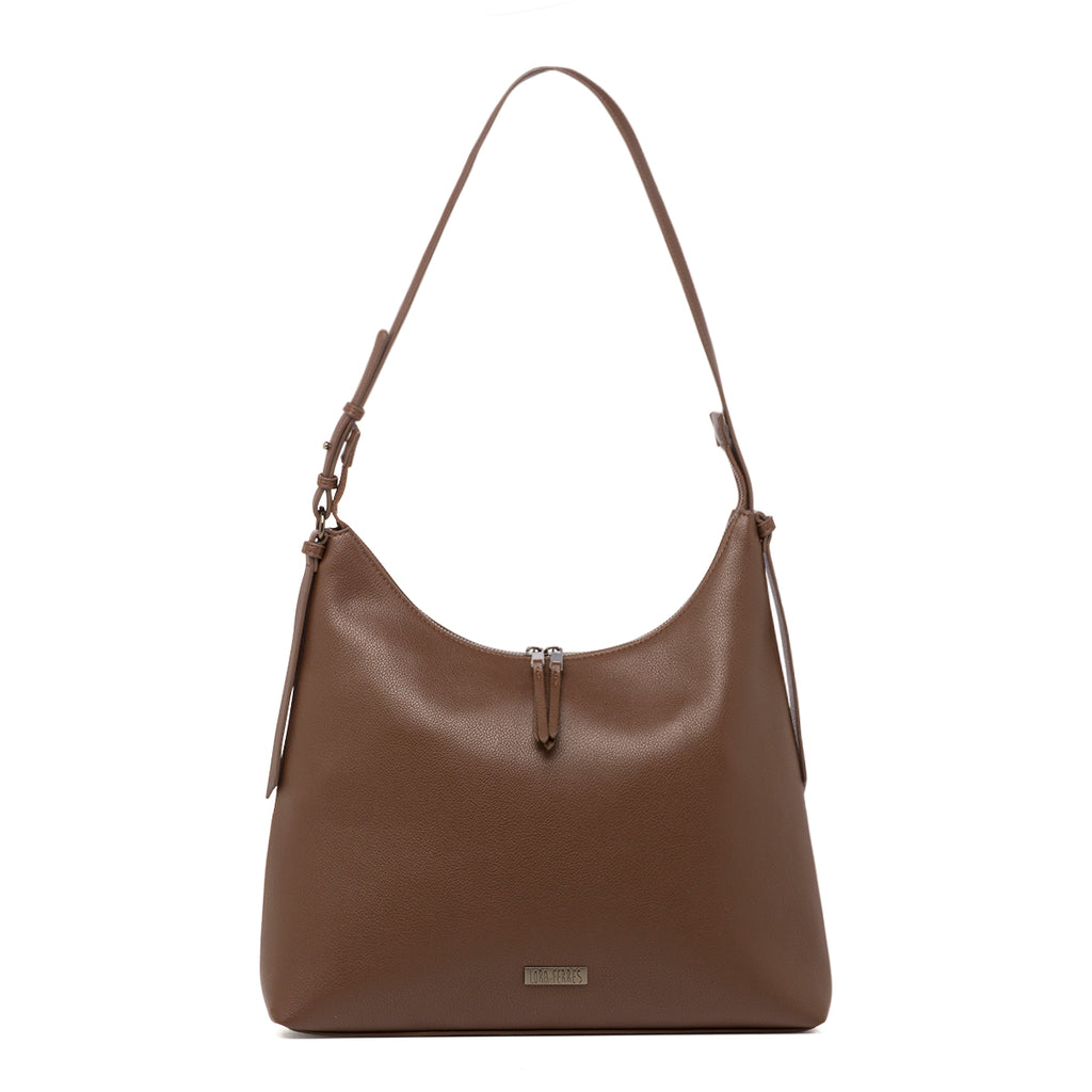 Borsa a spalla marrone da Donna con chiusura zip Lora Ferres