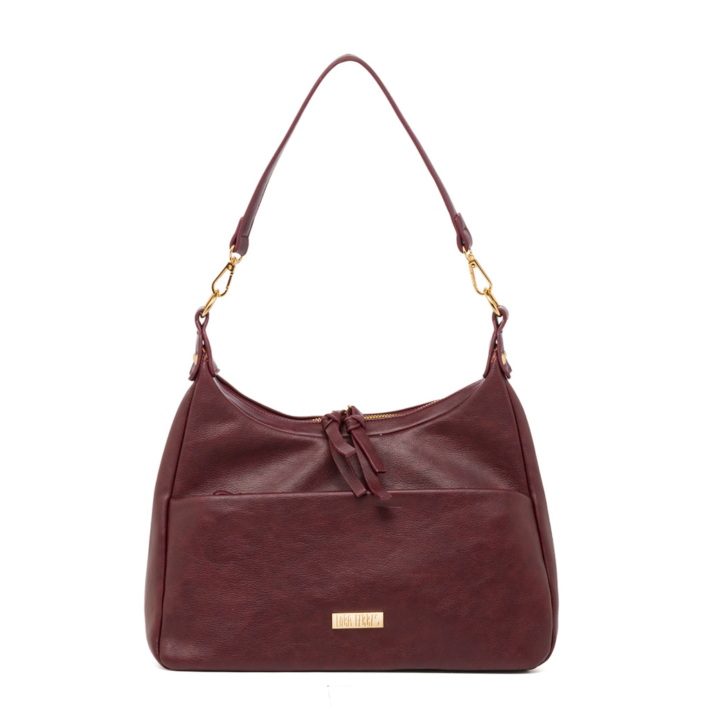 Borsa a spalla Bordeaux da Donna con tasca frontale Lora Ferres
