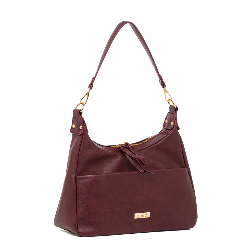 Borsa a spalla Bordeaux da Donna con tasca frontale Lora Ferres