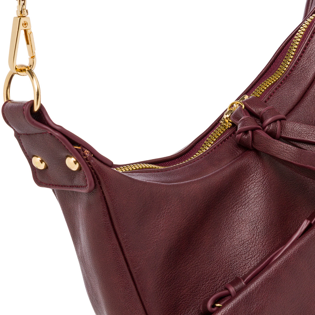 Borsa a spalla Bordeaux da Donna con tasca frontale Lora Ferres