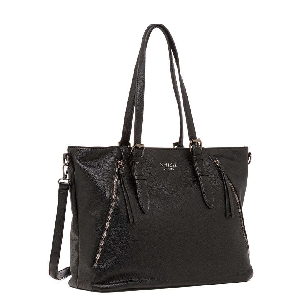 Borsa da Donna Nera con Doppio Manico  Swish Jeans