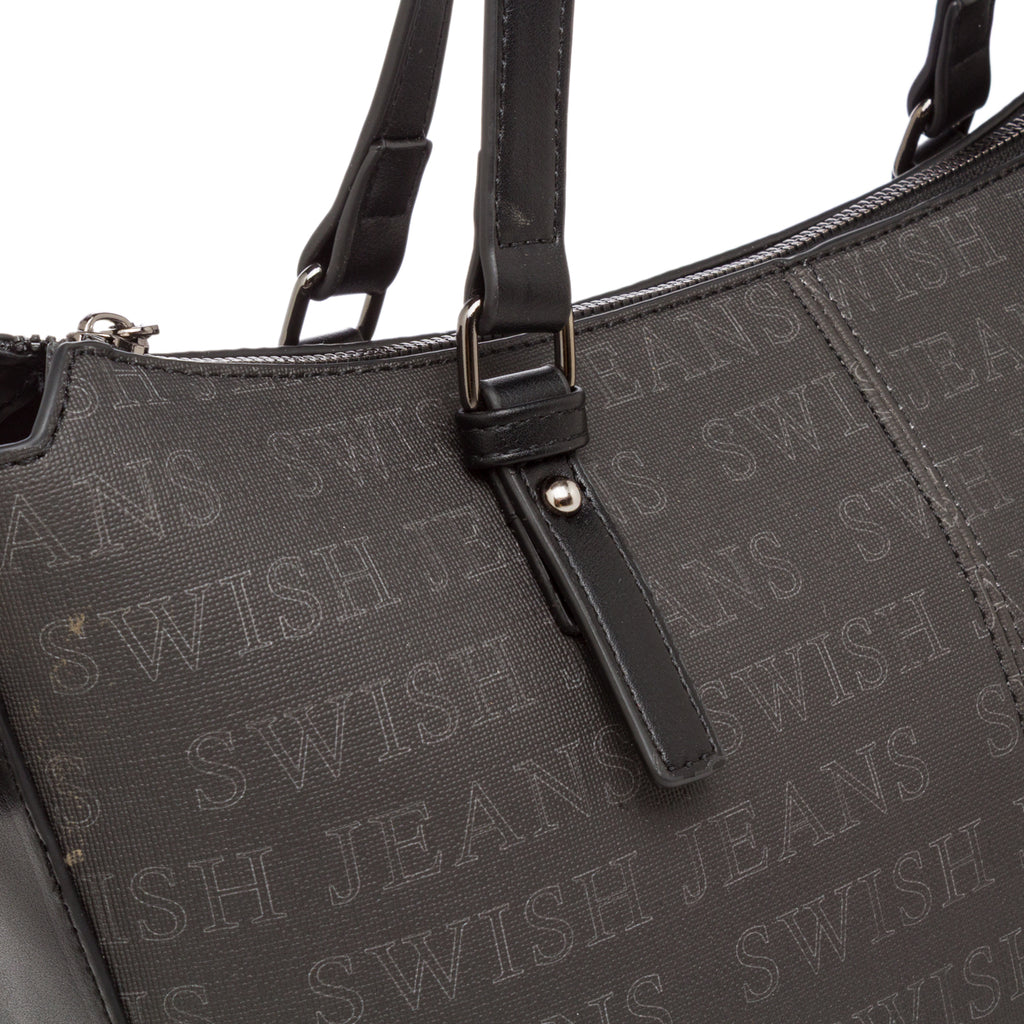 Borsa da Donna Nera con Logo All Over Swish Jeans