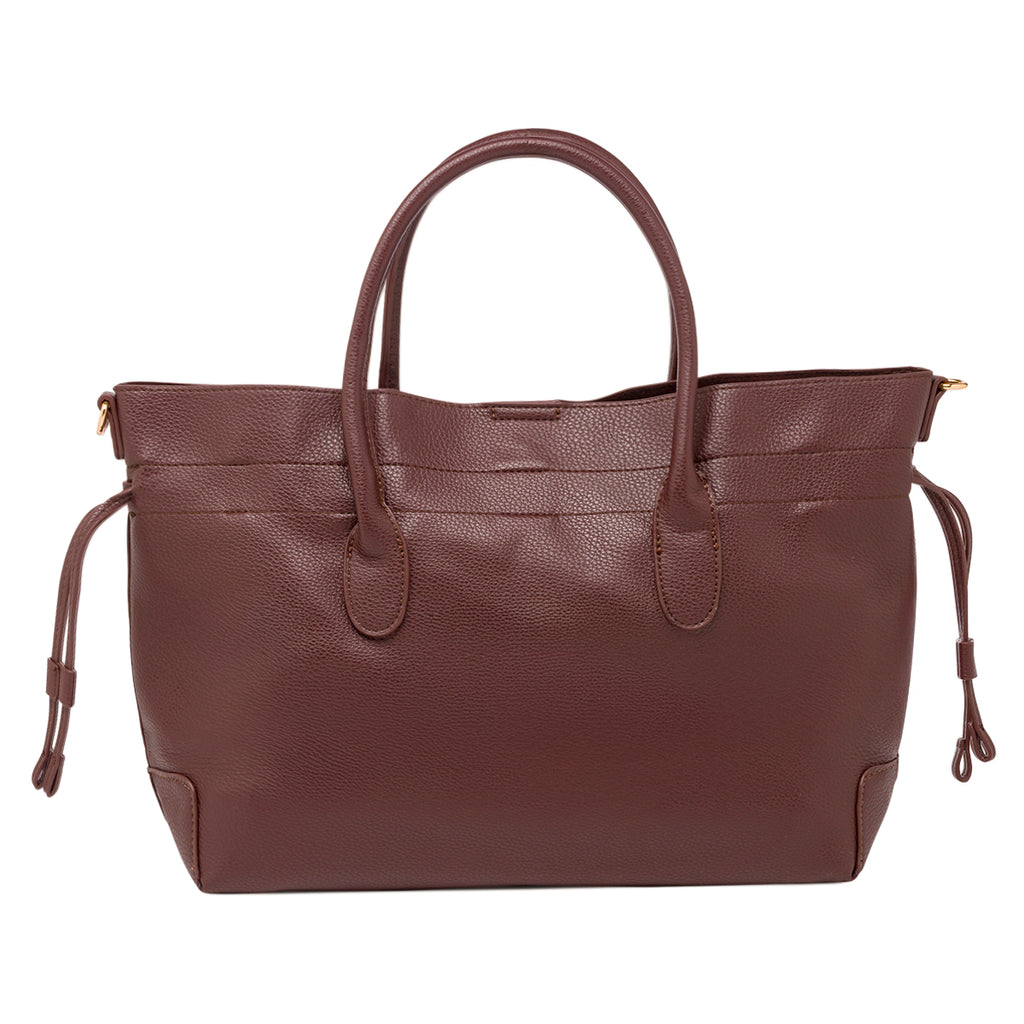 Borsa a spalla Lora Ferres da donna marrone con tracolla e logo dorato