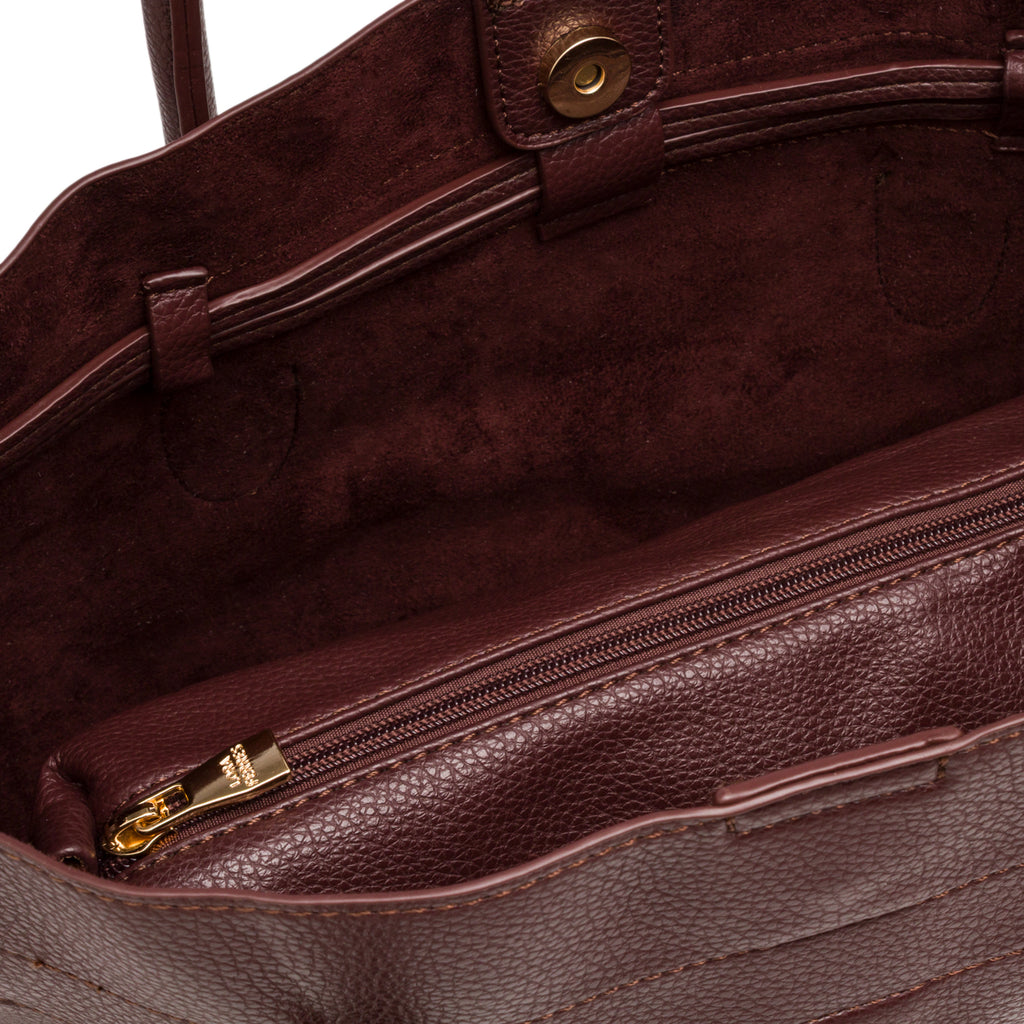 Borsa a spalla Lora Ferres da donna marrone con tracolla e logo dorato