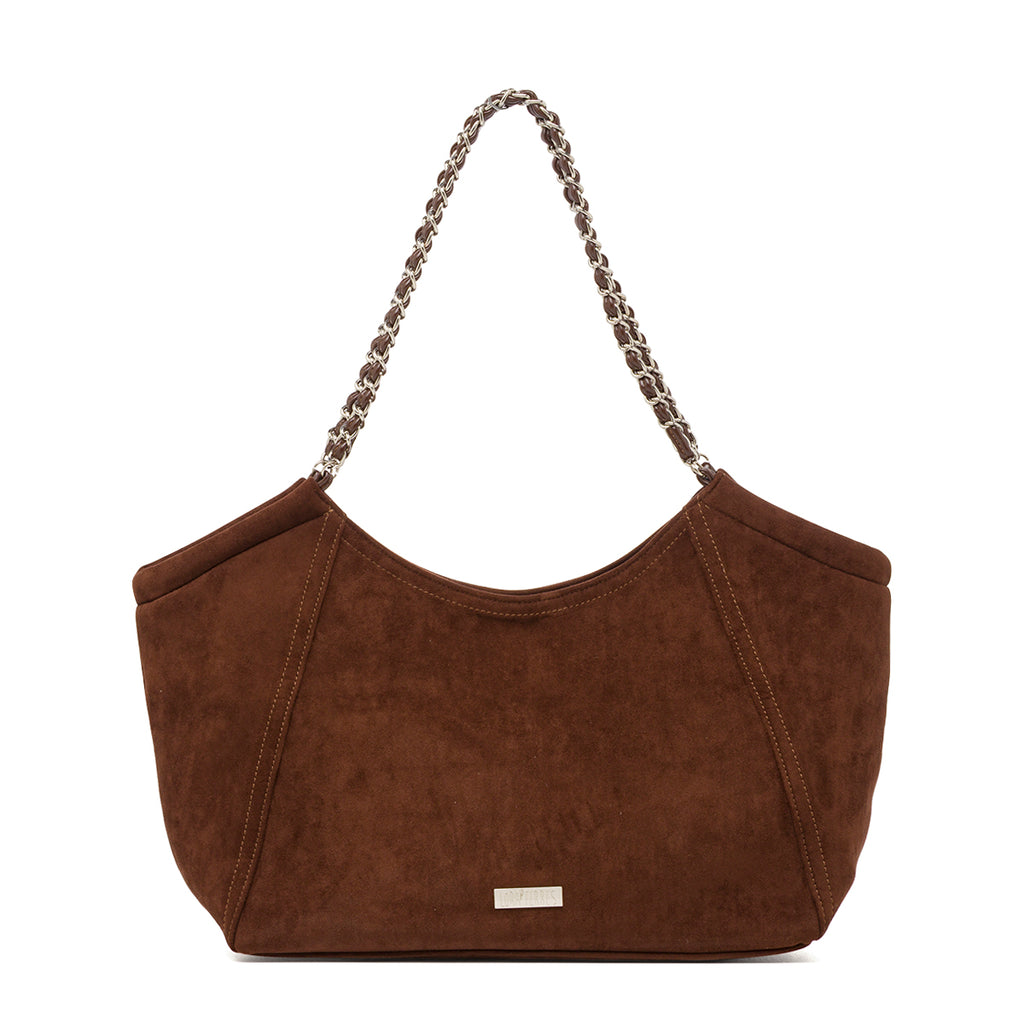 Borsa a Spalla da Donna Marrone con Manico a Catena Lora Ferres