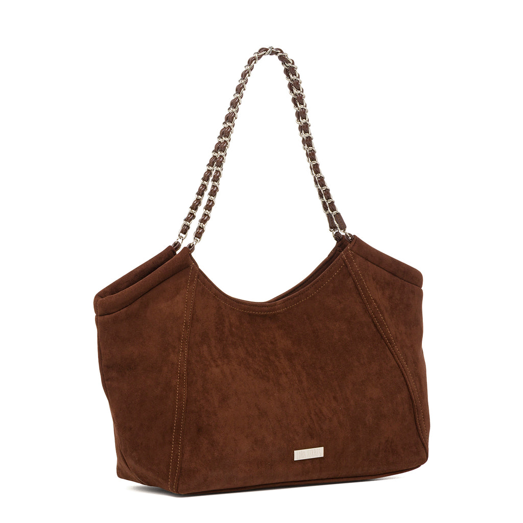 Borsa a Spalla da Donna Marrone con Manico a Catena Lora Ferres