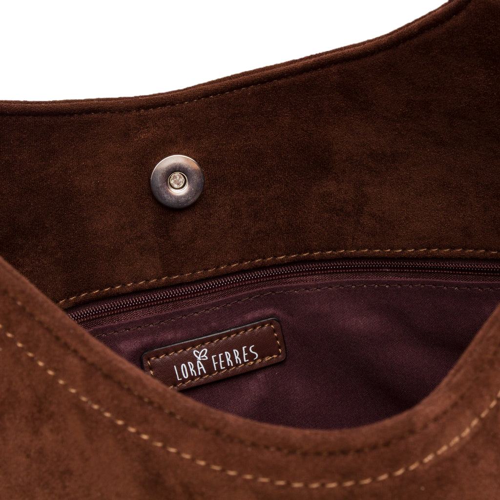 Borsa a Spalla da Donna Marrone con Manico a Catena Lora Ferres