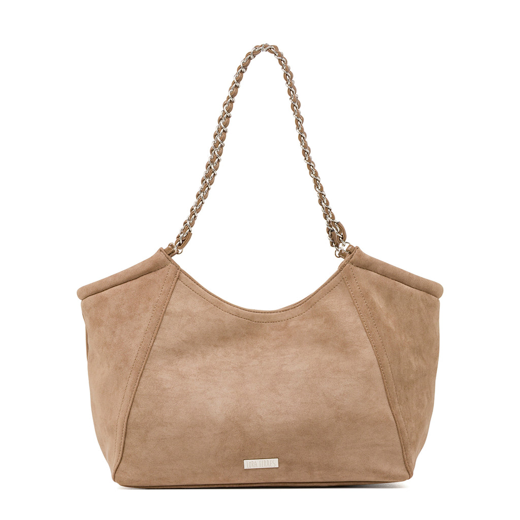 Borsa a Spalla da Donna Beige con Manico a Catena Lora Ferres