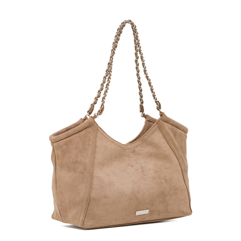 Borsa a Spalla da Donna Beige con Manico a Catena Lora Ferres