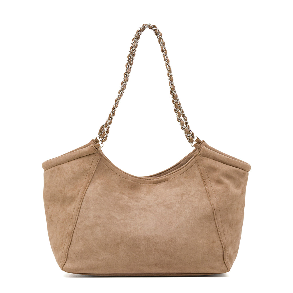 Borsa a Spalla da Donna Beige con Manico a Catena Lora Ferres