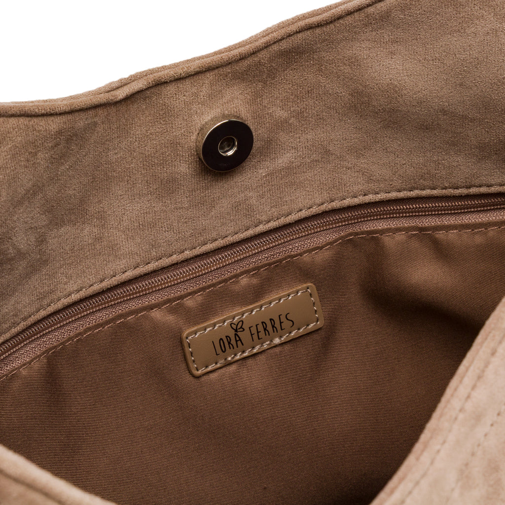 Borsa a Spalla da Donna Beige con Manico a Catena Lora Ferres