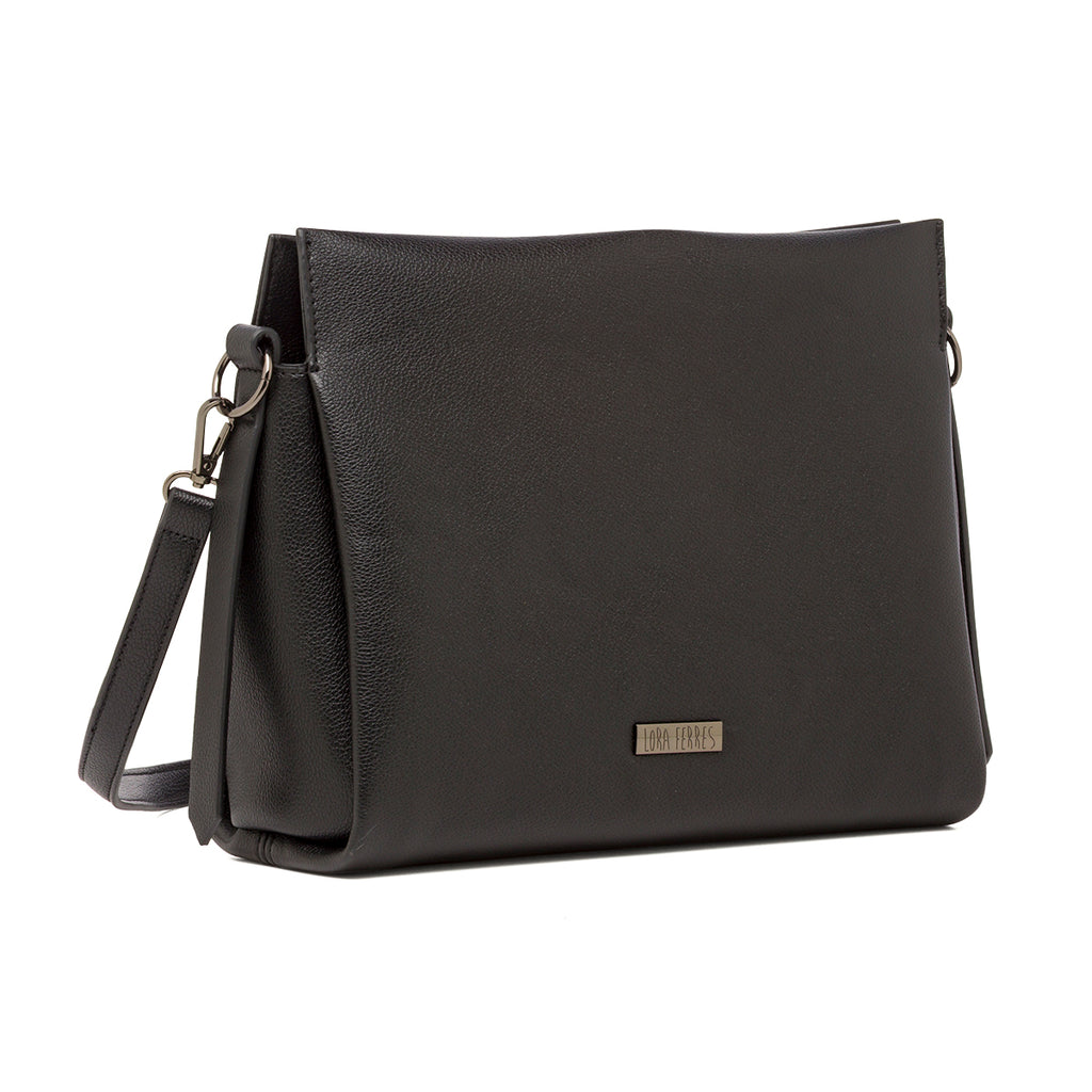 Borsa a Spalla da Donna Nera con Tracolla Regolabile Lora Ferres