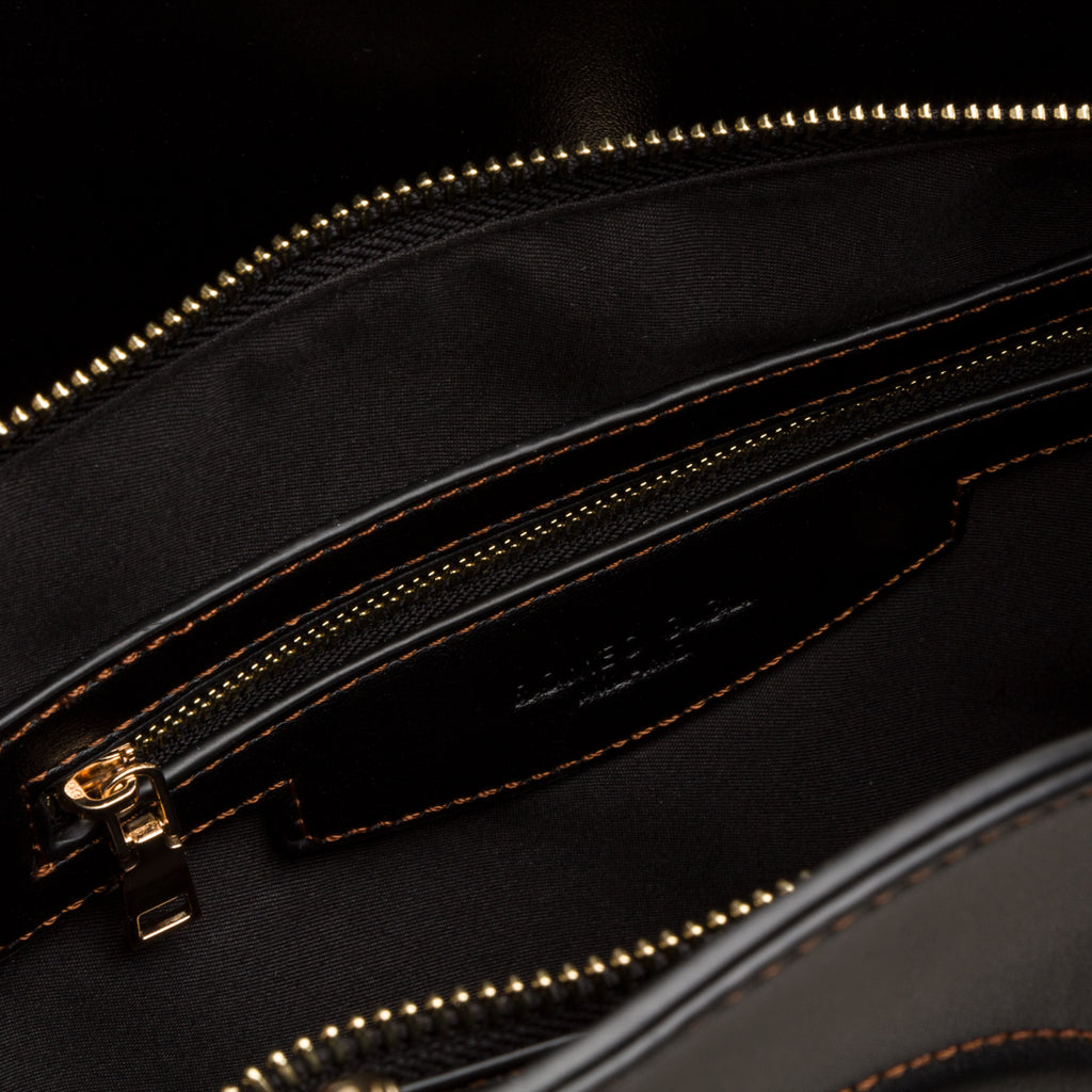 Borsa a mano nera con manici effetto Bamboo da donna Romeo Gigli Milano Misty