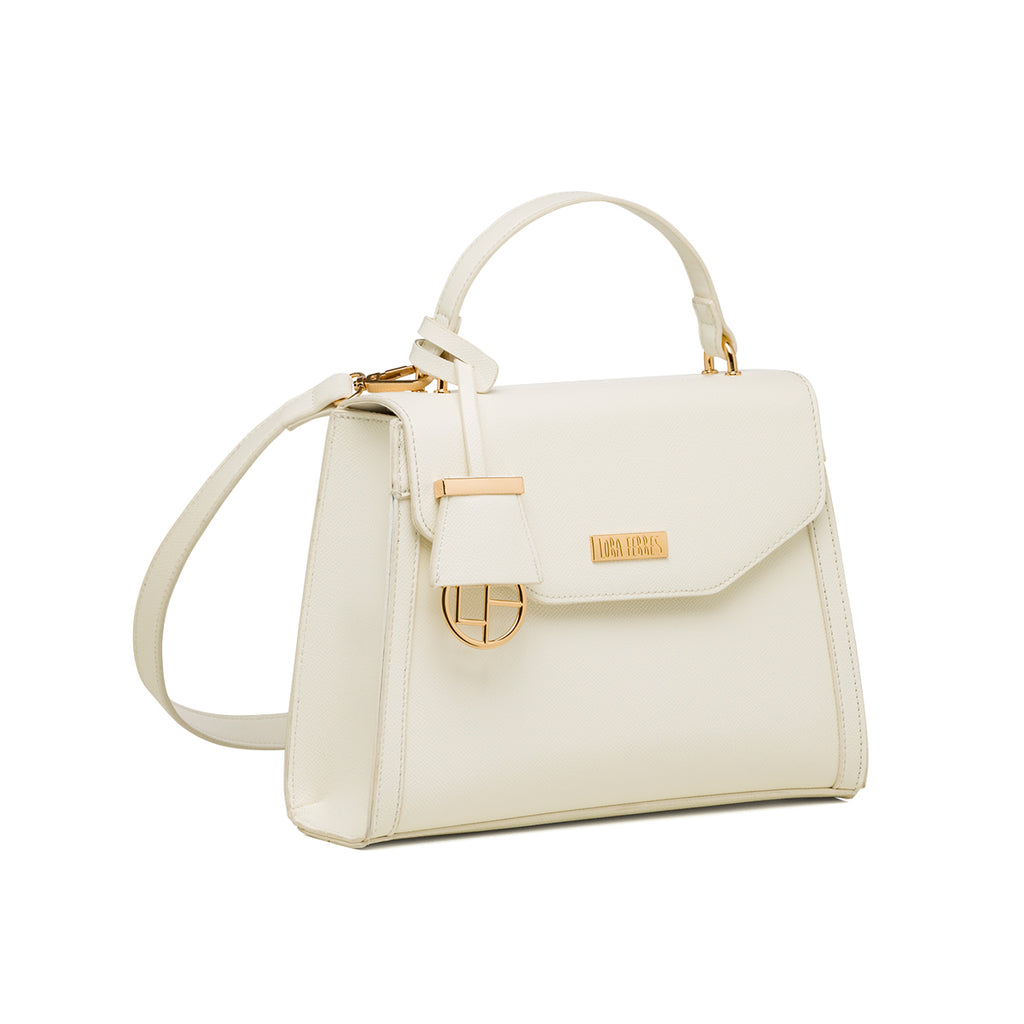 Borsa a mano bianca da donna con pendaglio Lora Ferres