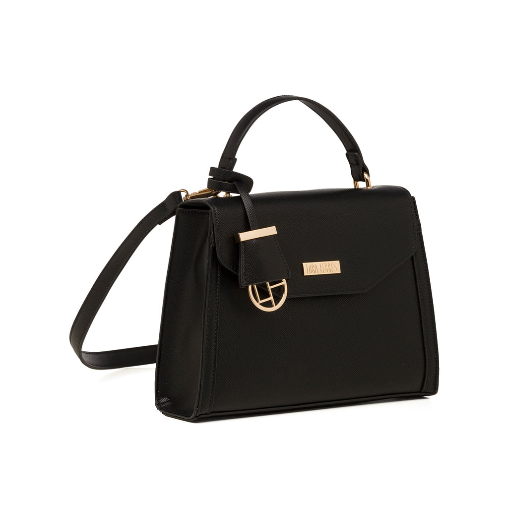 Borsa a mano nera da donna con pendaglio Lora Ferres