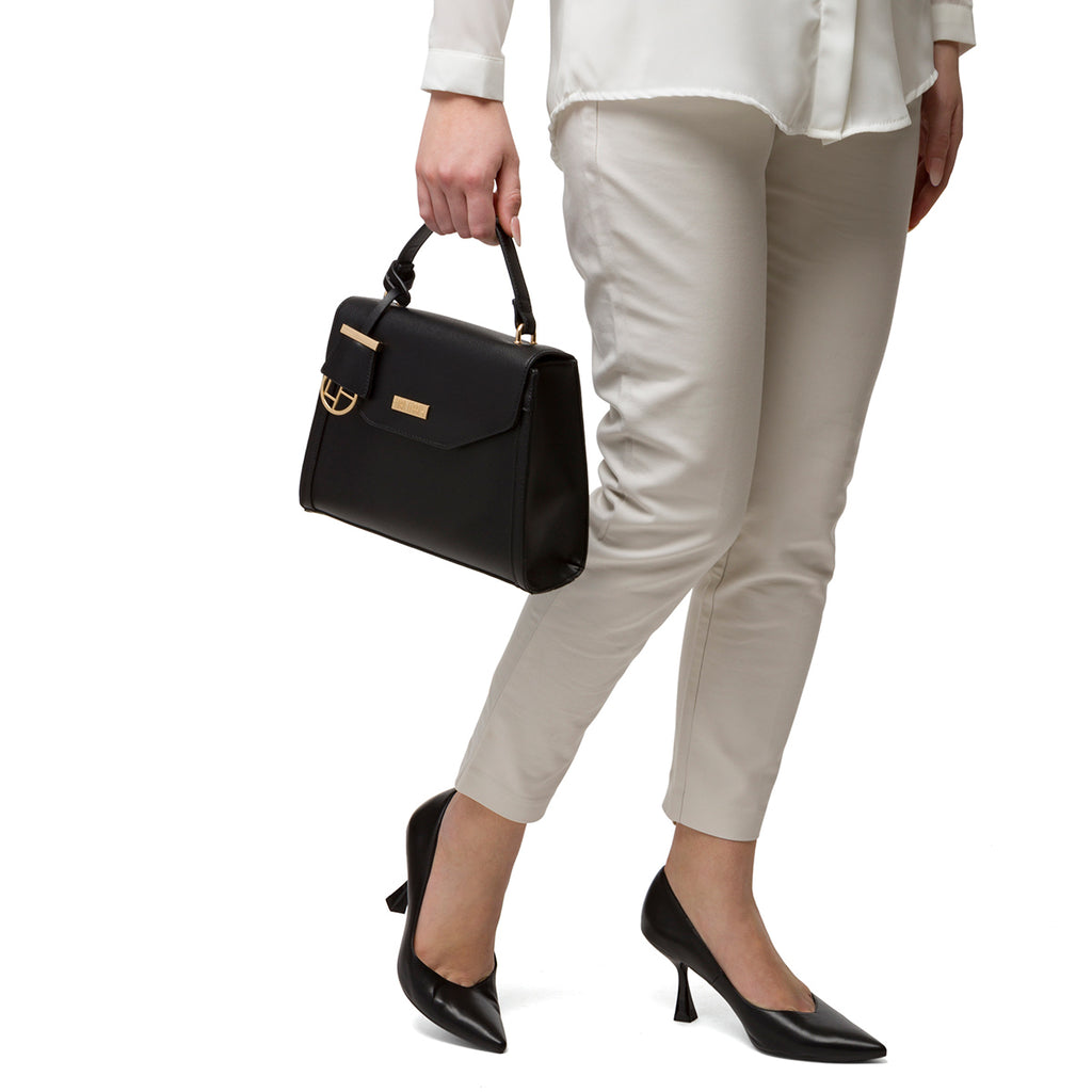 Borsa a mano nera da donna con pendaglio Lora Ferres