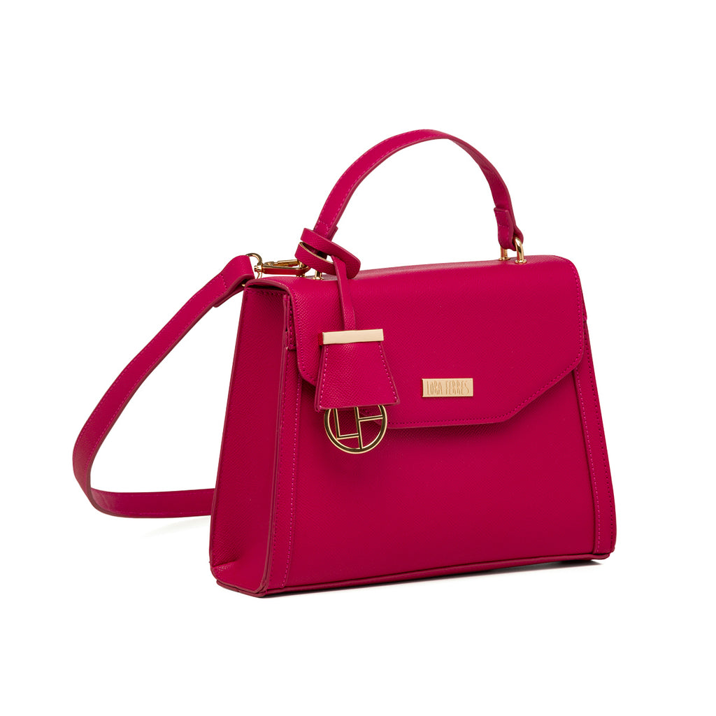 Borsa a mano fucsia da donna con pendaglio Lora Ferres