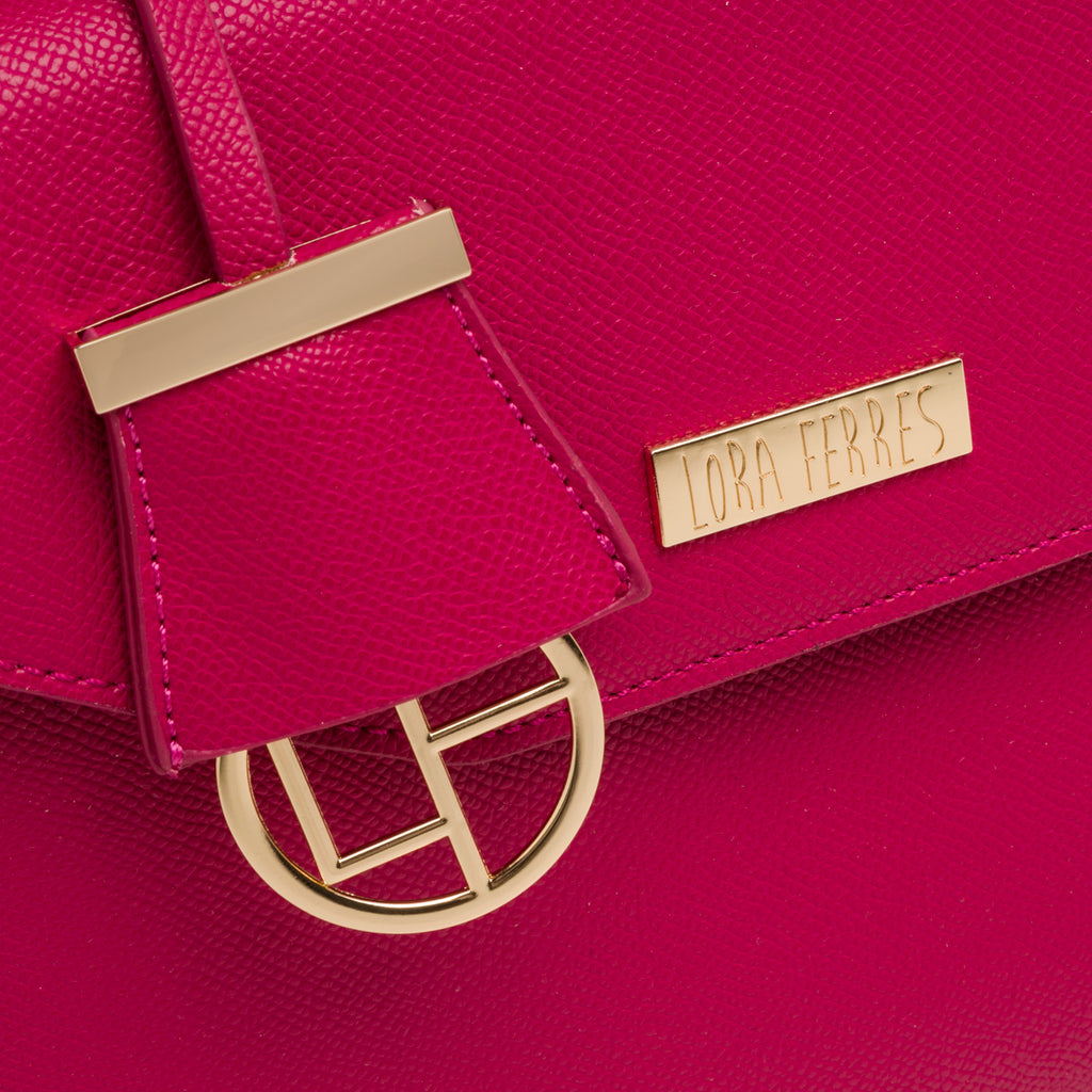 Borsa a mano fucsia da donna con pendaglio Lora Ferres