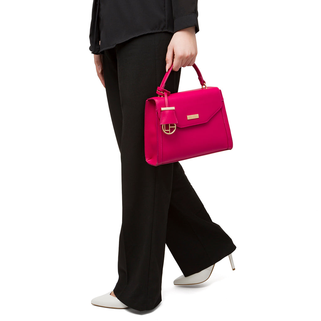 Borsa a mano fucsia da donna con pendaglio Lora Ferres