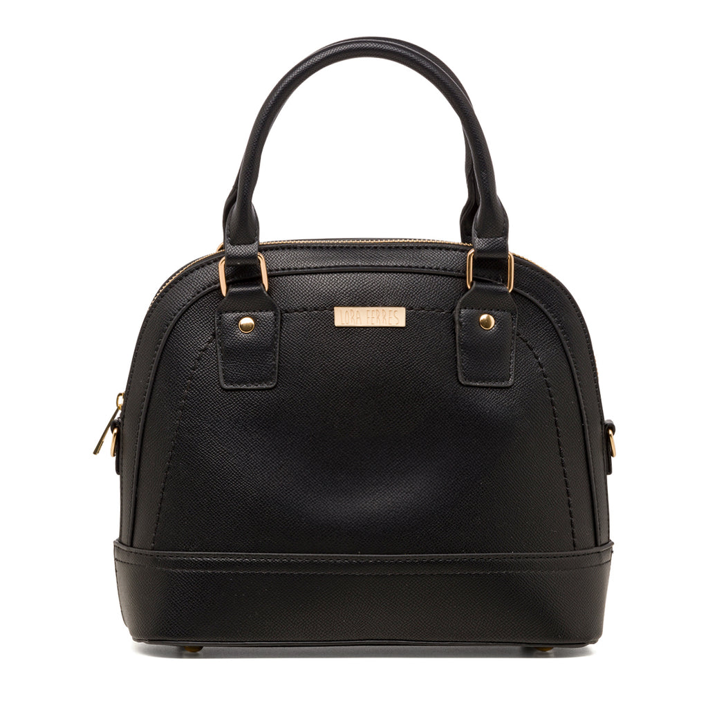 Borsa a mano da donna nera con logo Lora Ferres