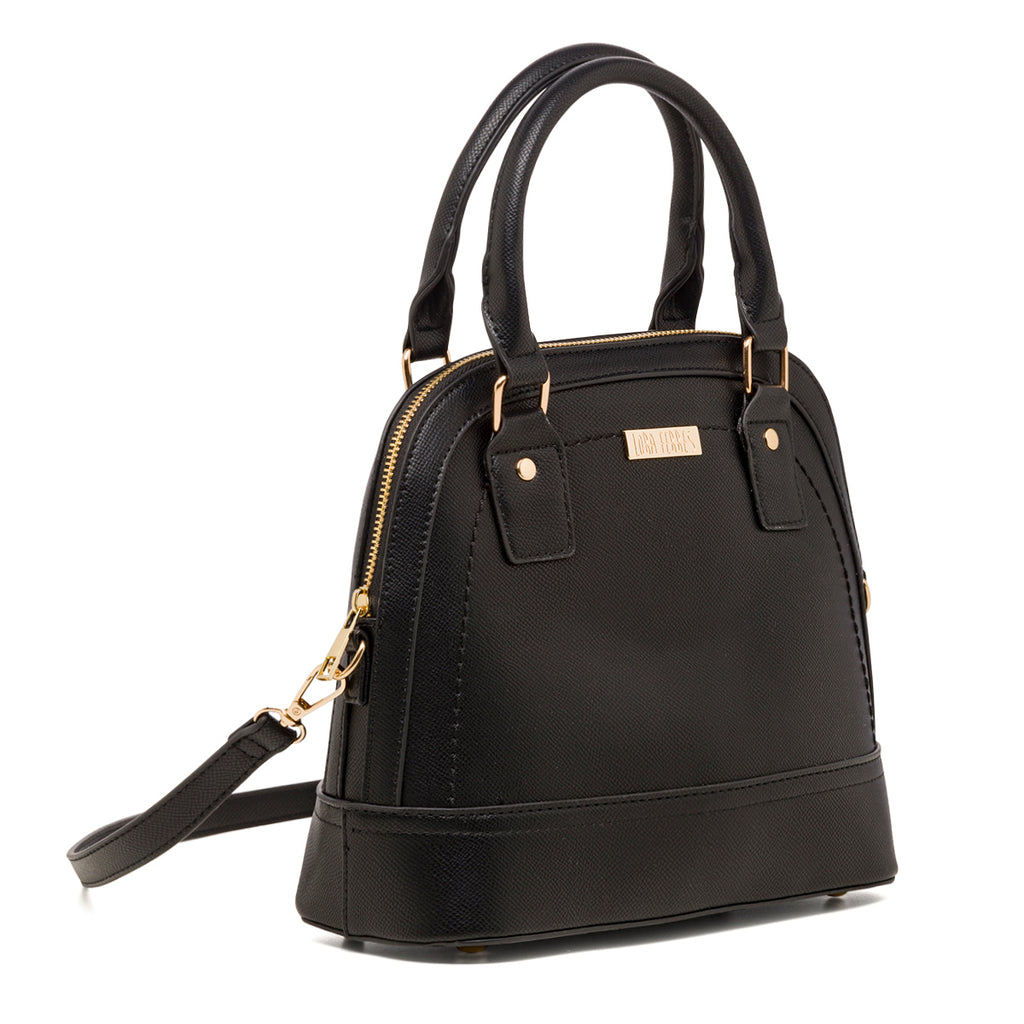 Borsa a mano da donna nera con logo Lora Ferres