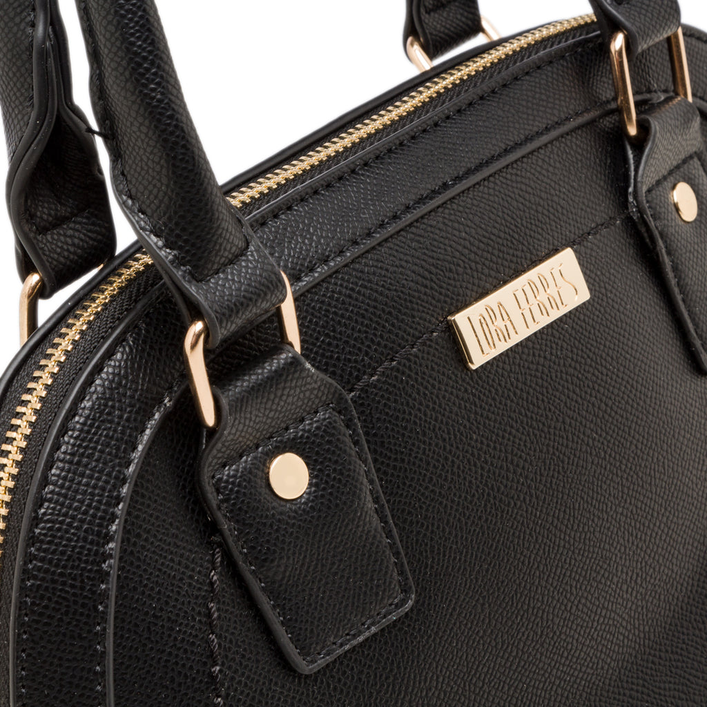 Borsa a mano da donna nera con logo Lora Ferres