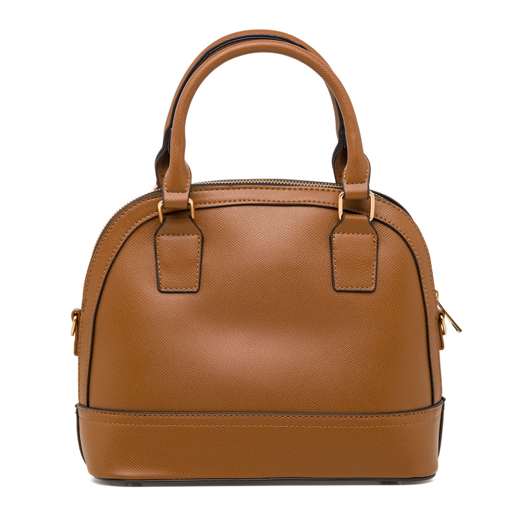 Borsa a mano da donna marrone con logo Lora Ferres