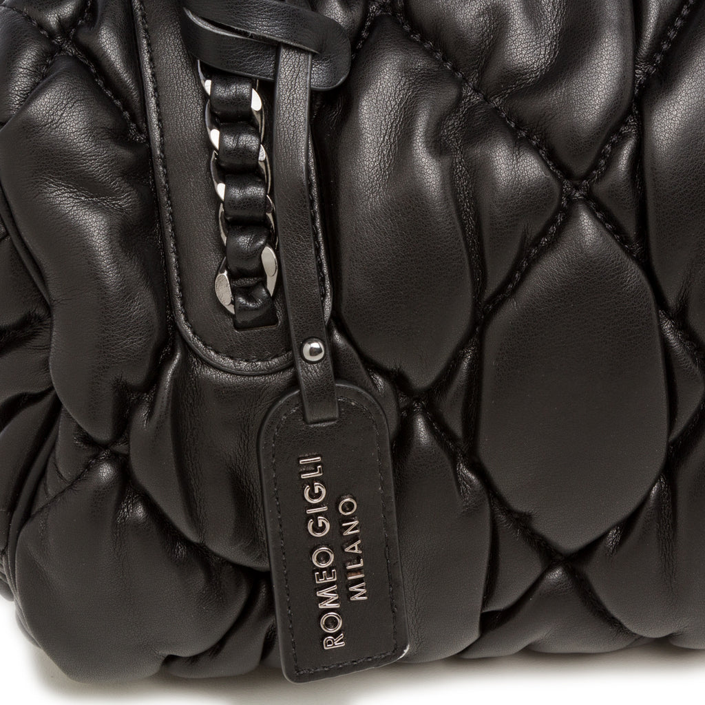 Borsa a mano nera da donna effetto trapuntato Romeo Gigli Milano