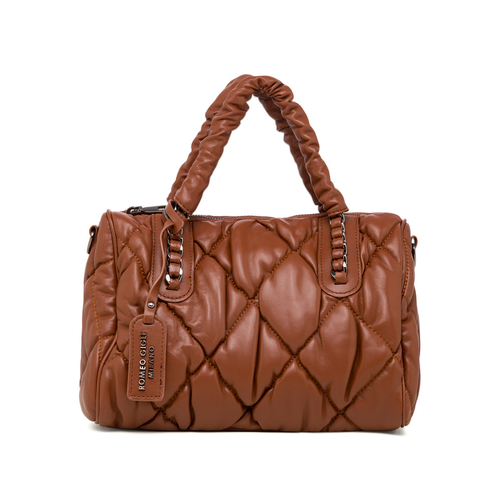 Borsa a mano marrone da donna effetto trapuntato Romeo Gigli Milano