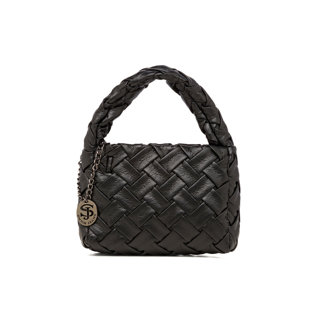 Borsa a mano nera da donna effetto intrecciato Swish Jeans