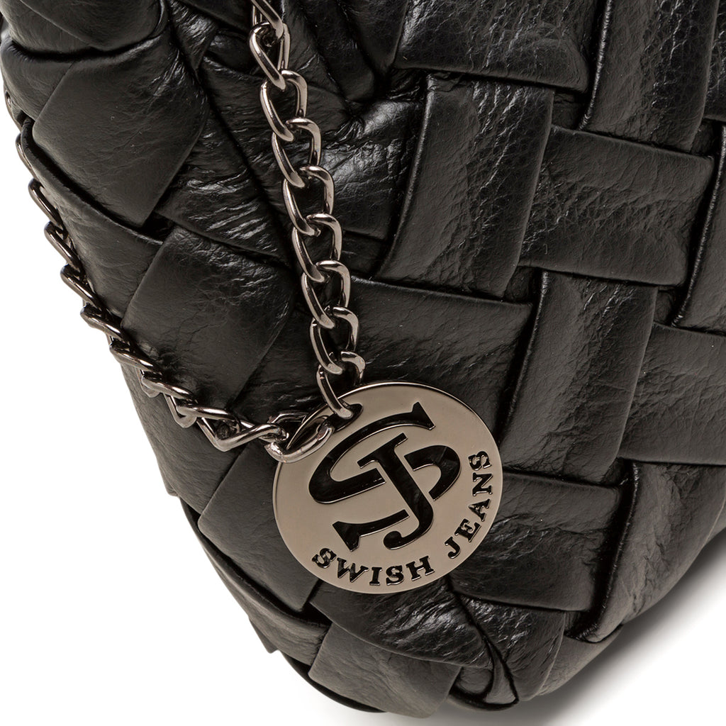 Borsa a mano nera da donna effetto intrecciato Swish Jeans