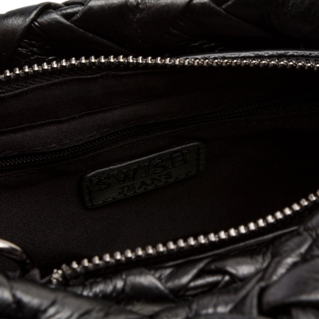 Borsa a mano nera da donna effetto intrecciato Swish Jeans