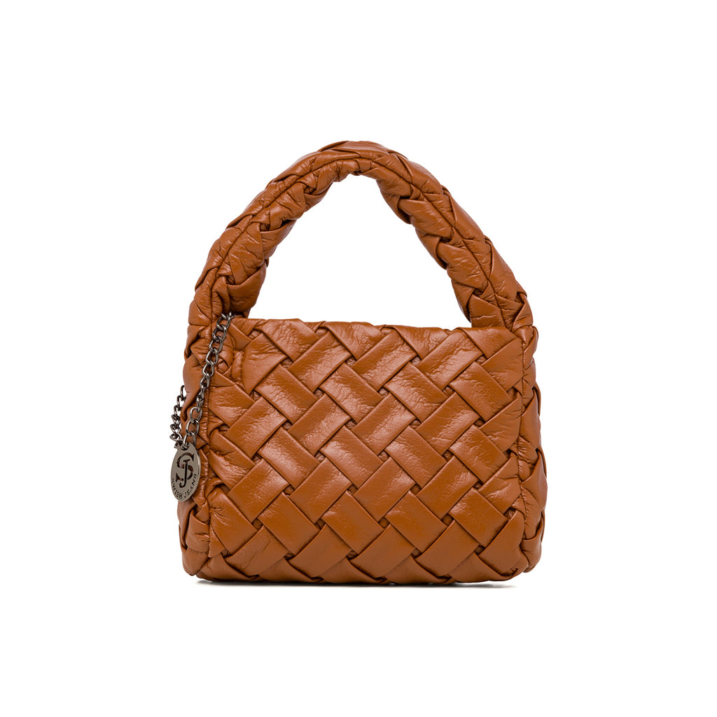 Borsa a mano color cuoio da donna effetto intrecciato Swish Jeans
