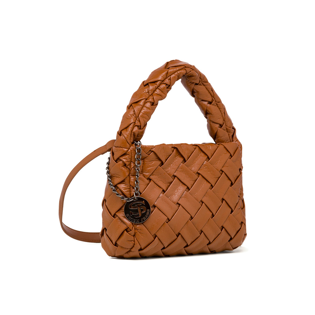 Borsa a mano color cuoio da donna effetto intrecciato Swish Jeans