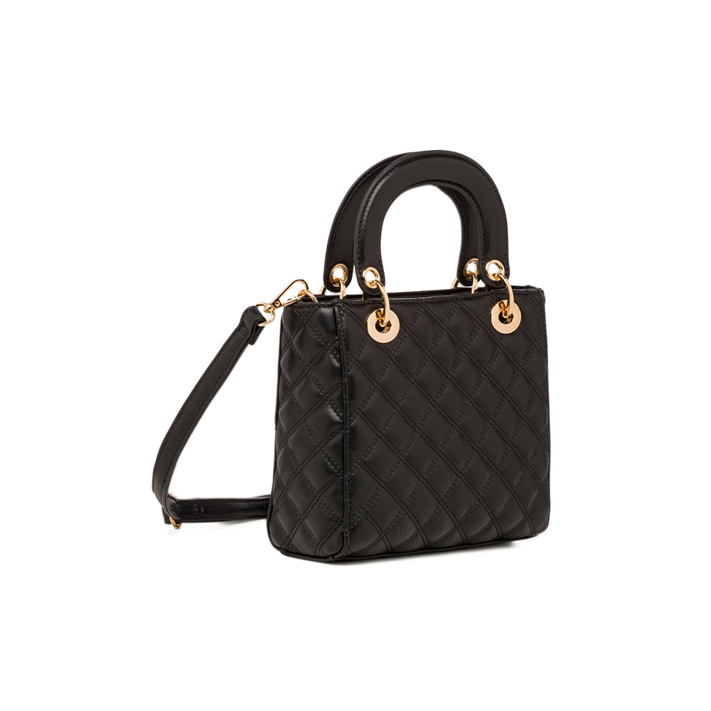 Borsa a mano nera da donna effetto trapuntato Lora Ferres