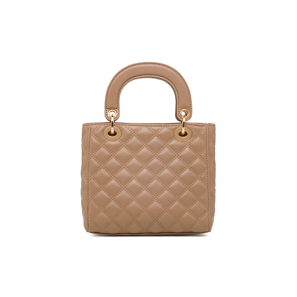 Borsa a mano taupe da donna effetto trapuntato Lora Ferres