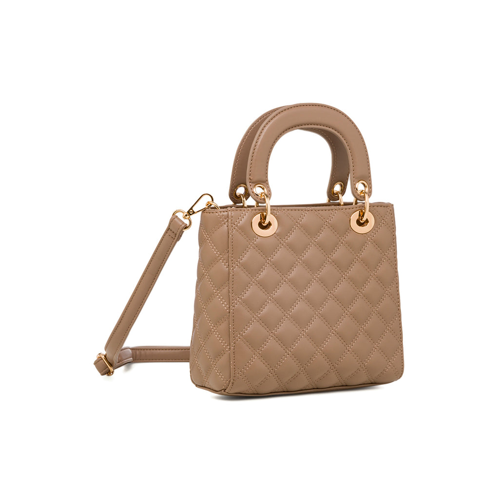 Borsa a mano taupe da donna effetto trapuntato Lora Ferres