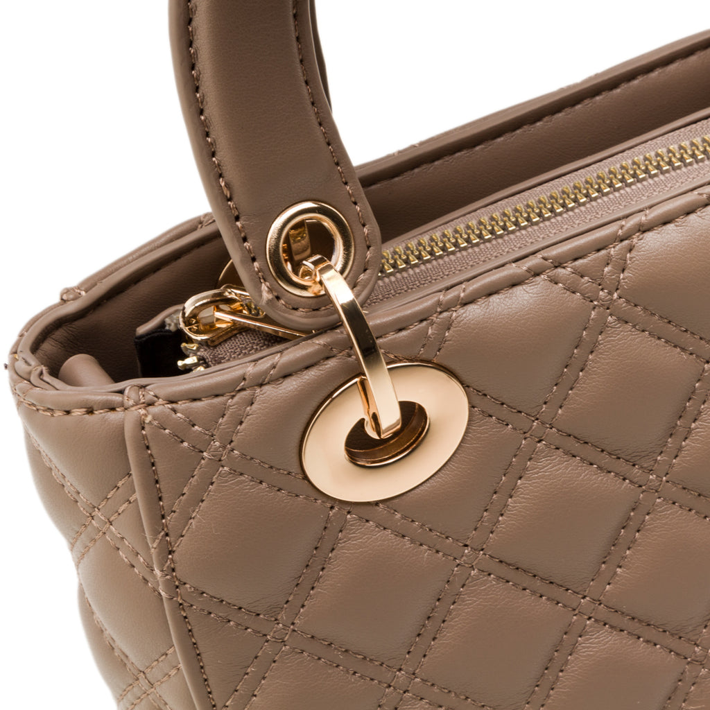 Borsa a mano taupe da donna effetto trapuntato Lora Ferres