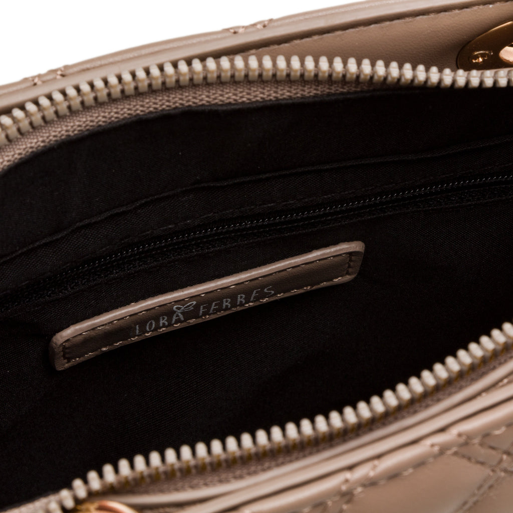 Borsa a mano taupe da donna effetto trapuntato Lora Ferres