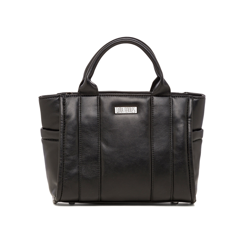 Borsa a mano nera da donna con logo Lora Ferres